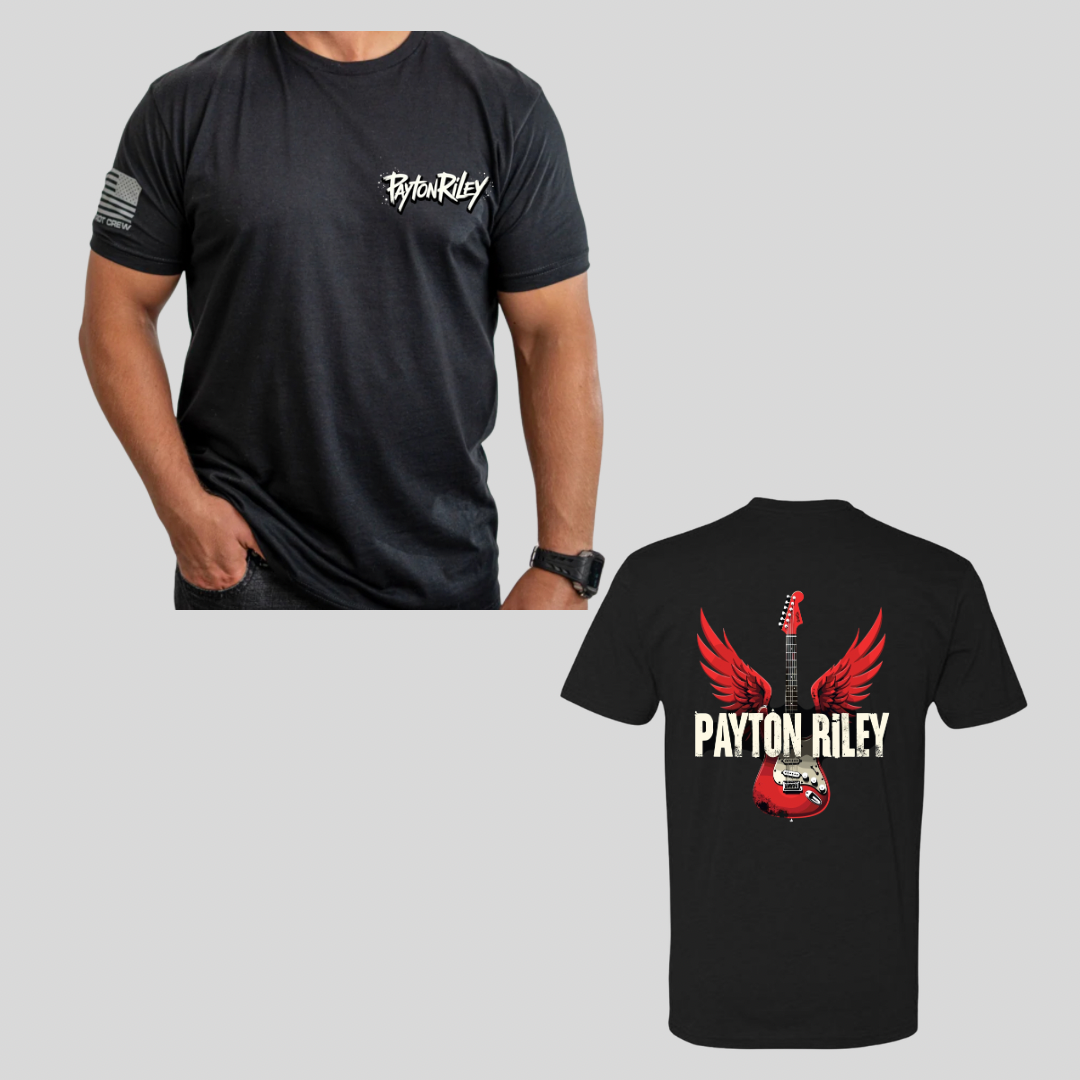 Black Patriot Crew Guitar Wing Tshirt